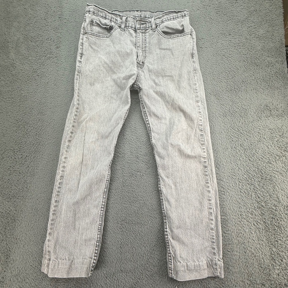 Levi's 505 Regular Fit Jeans Mens 34x30 (26.5 altered) Gray Straight Leg Stretch